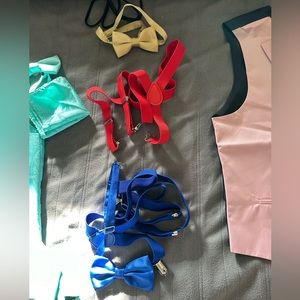 Blue suspenders and bow tie $1
Red suspenders $1
Gold bow tie $1